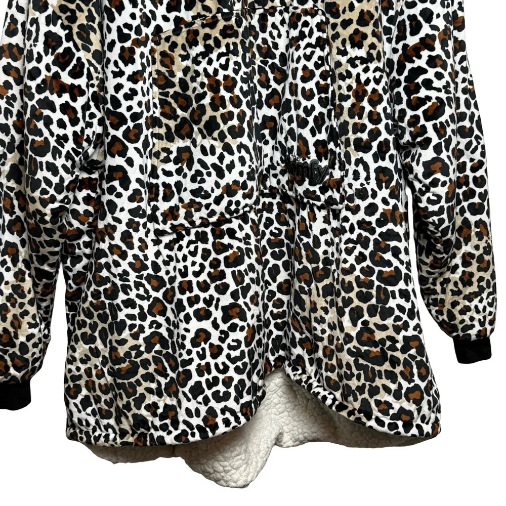 The Comfy Leopard Print Hoodie Women One Size Black Wearable Blanket Oversized